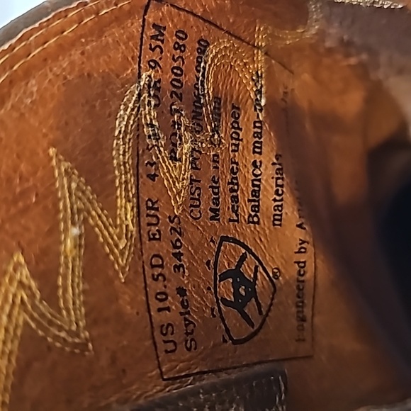 Ariat Sedona Brown Leather Cowboy Western Boots Men’s 10.5 D - Picture 11 of 16